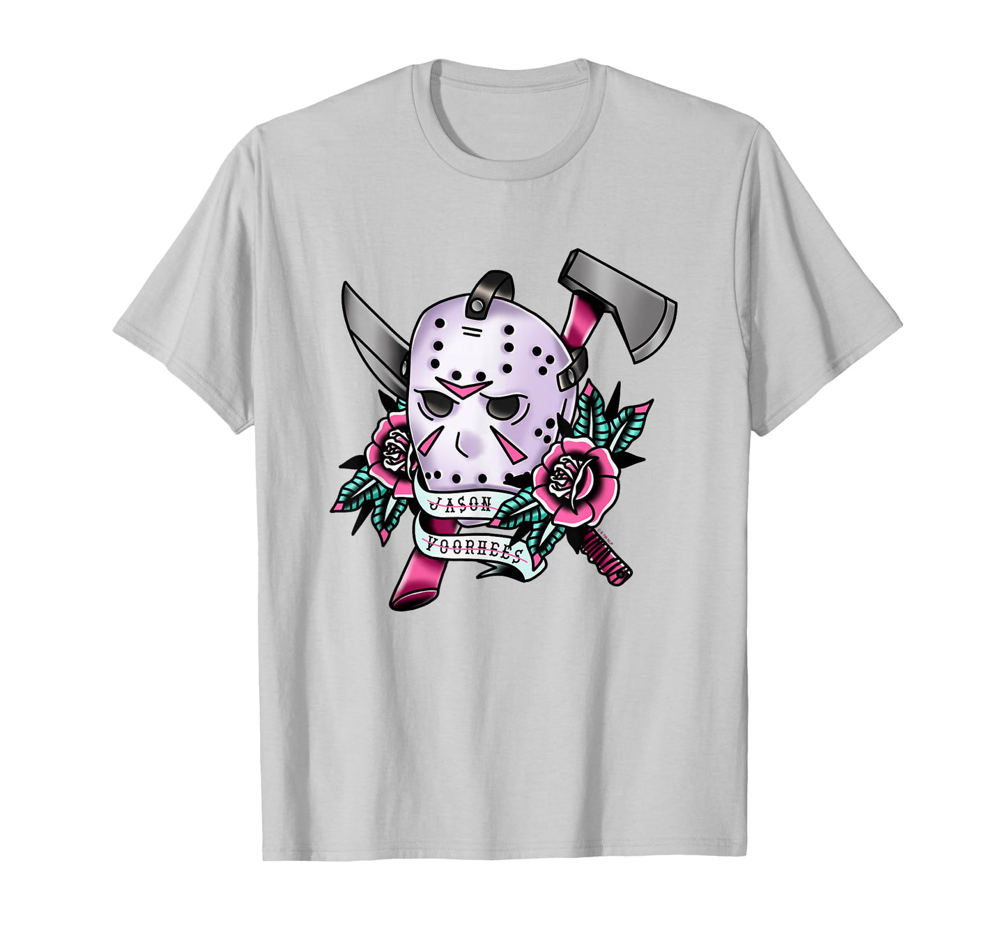 Friday The 13th Jason Voorhees Mask Tattoo Style Chest Logo T-Shirt