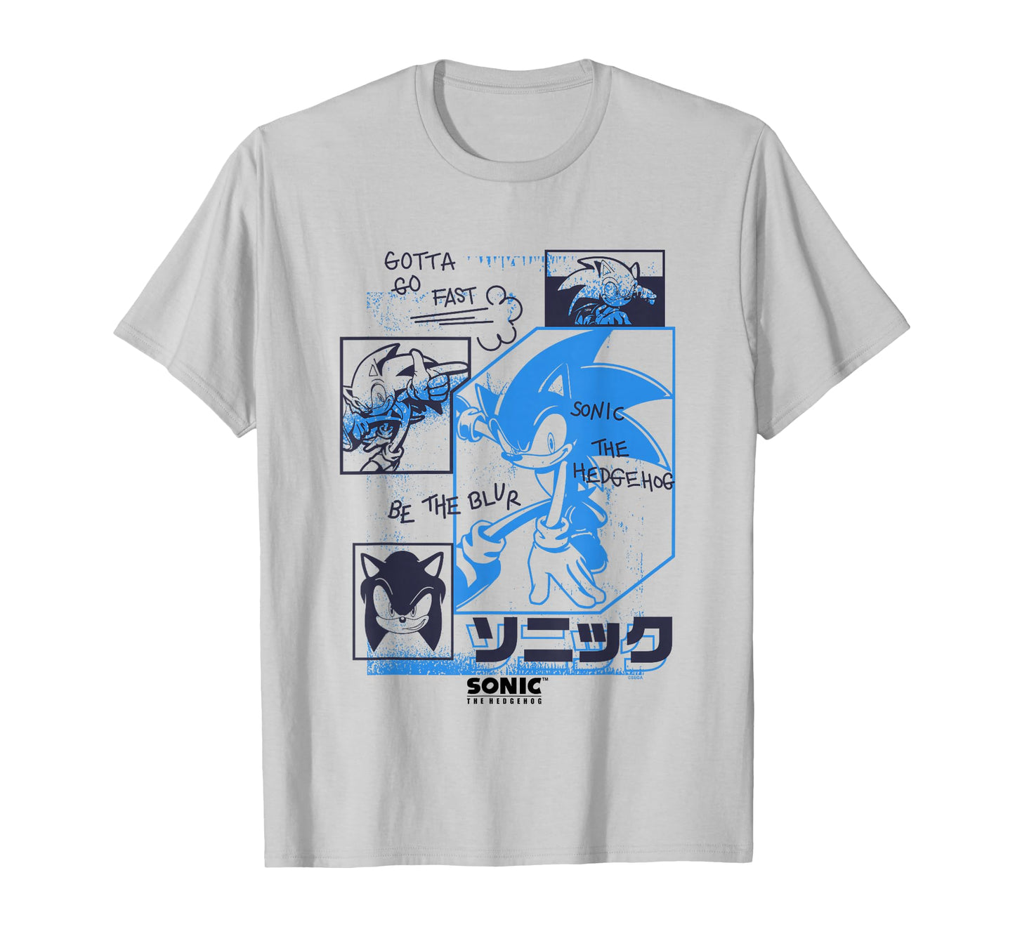 Sonic The Hedgehog Gotta Go Fast Vintage Sketch Panels T-Shirt