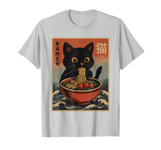 Funny Cat Ramen Japanese Kawaii Anime Cat T-Shirt