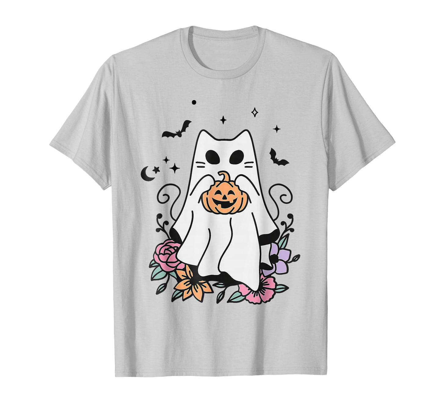 Halloween Ghost Cat in Ghost T-Shirt