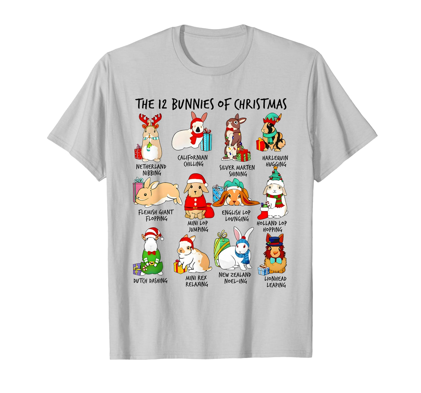 12 Bunny of Christmas Bunny Rabbit Christmas Xmas Holiday T-Shirt