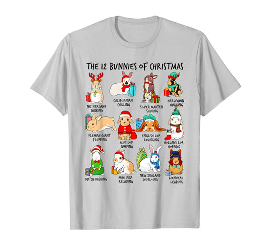 12 Bunny of Christmas Bunny Rabbit Christmas Xmas Holiday T-Shirt