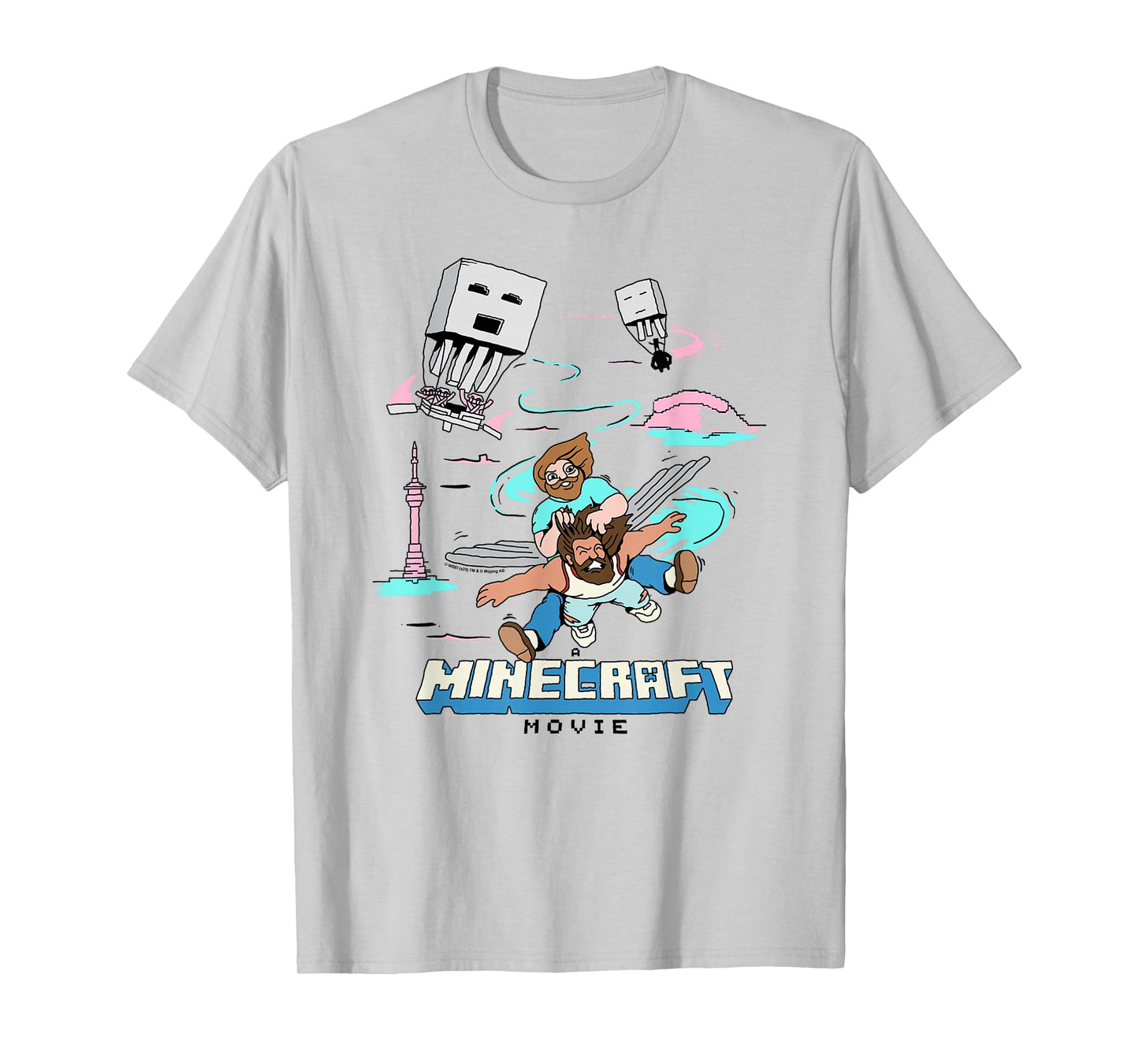 A Minecraft Movie Steve And Garret Escape Using Elytras T-Shirt