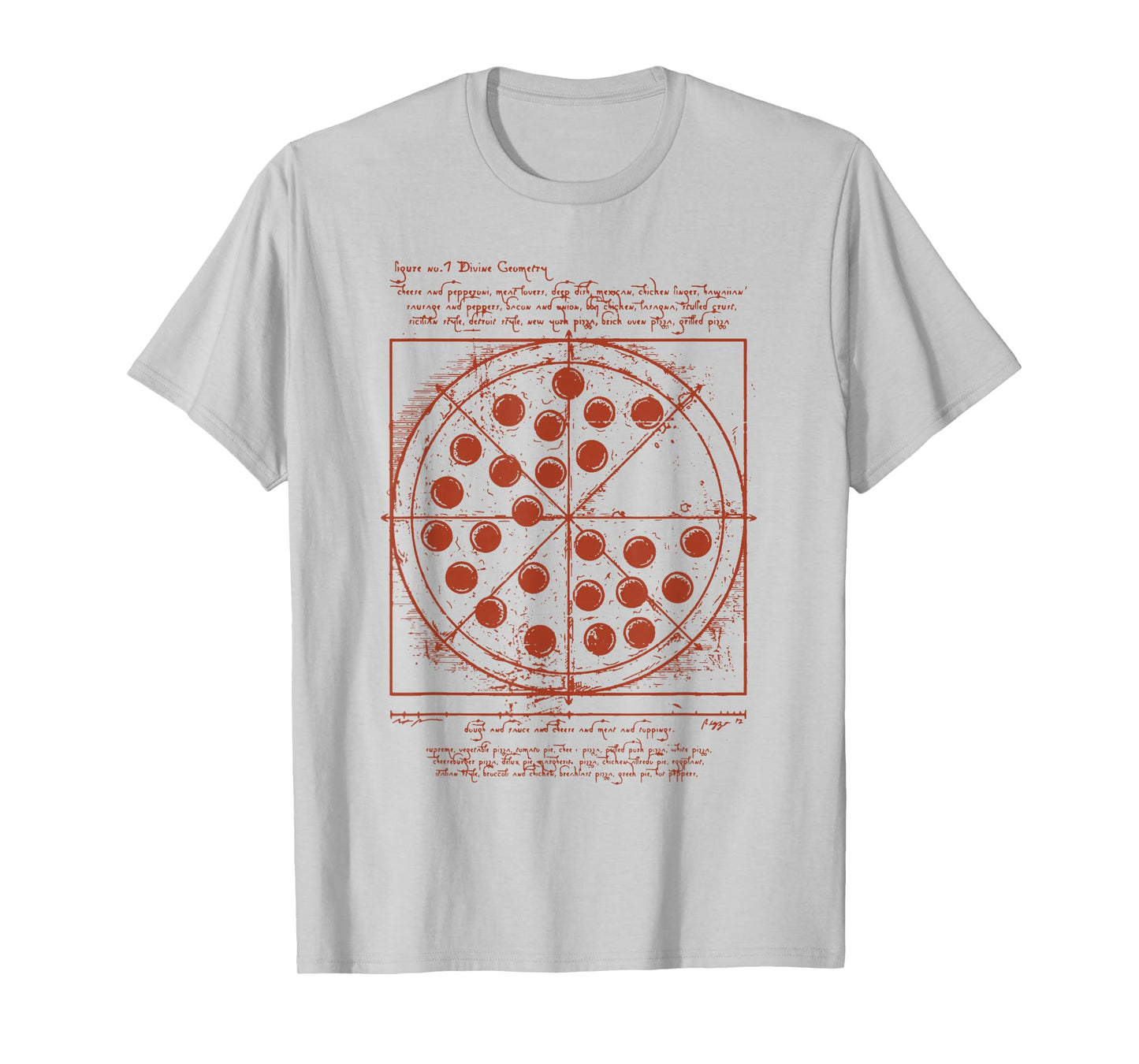 Vitruvian Pizza Tee Da Vinci Funny Movie Reference T-Shirt