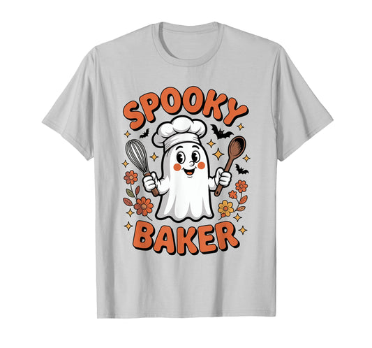Halloween Baking Costume Spooky Baker Ghost Chef Cooking T-Shirt