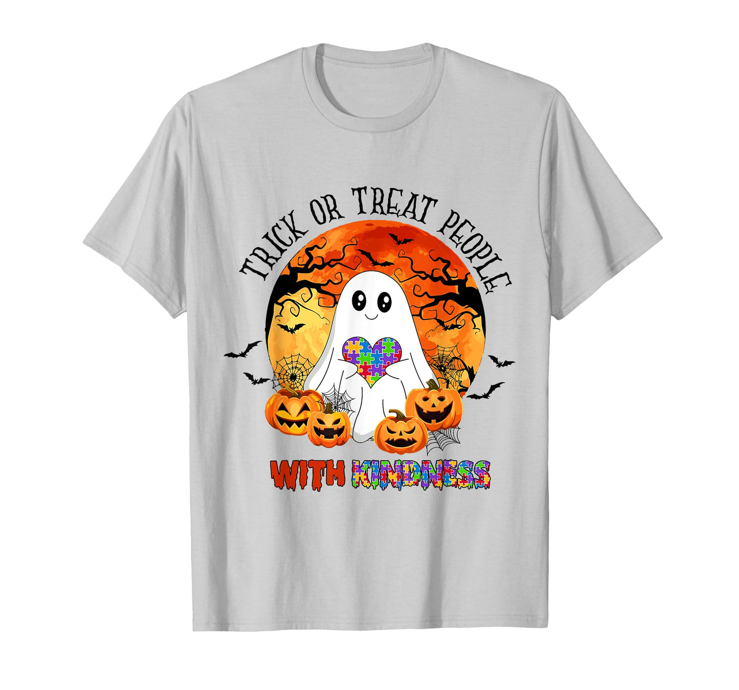 Trick or Treat People With Kindness Halloween Autism T-Shirt