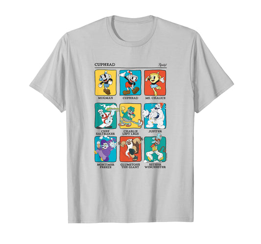 Cuphead Main Characters Colorful Vintage Boxed Up Poster T-Shirt