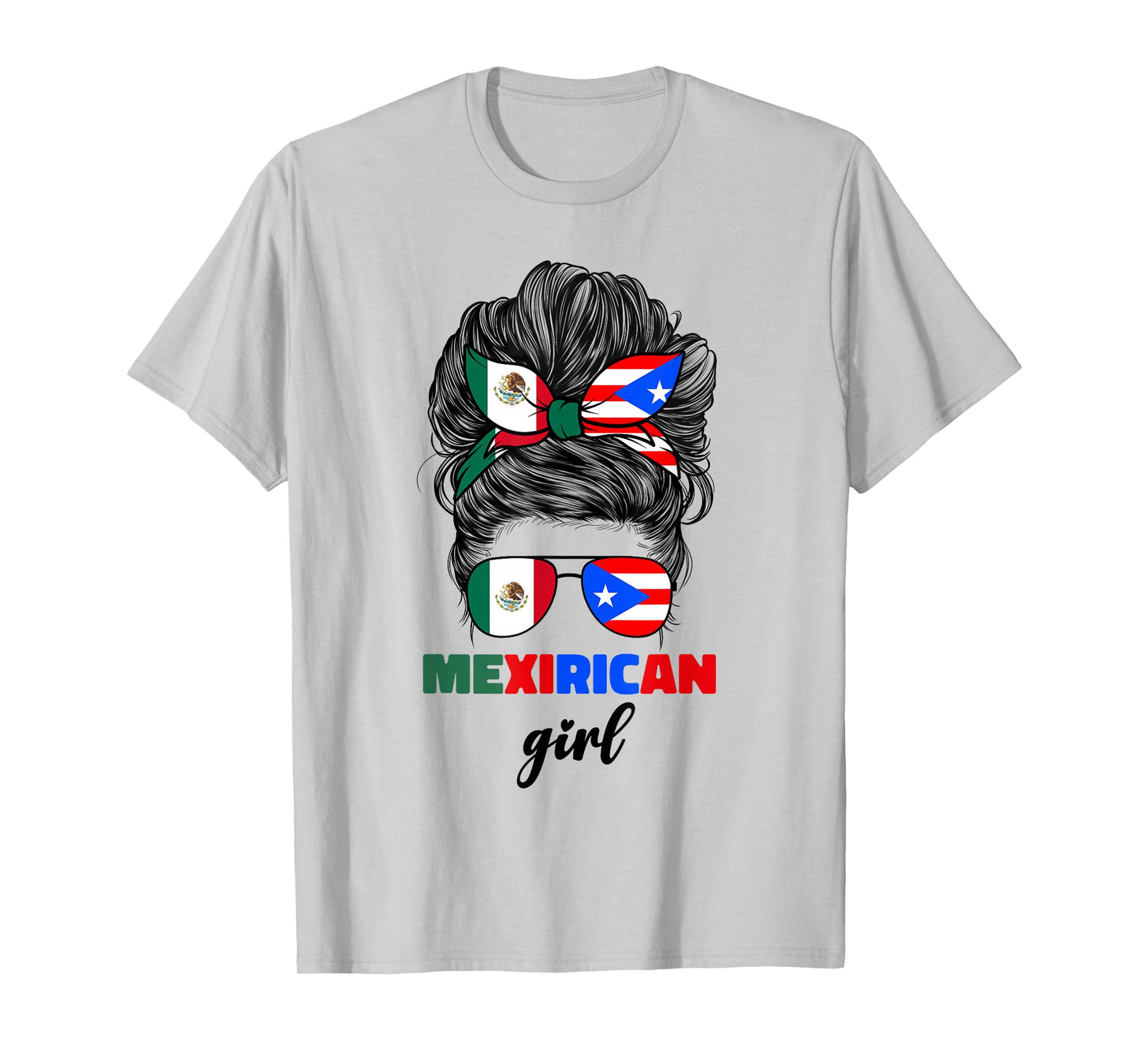 Mexirican Girl Mix Half Mexican And Puerto Rican Rico Flag T-Shirt