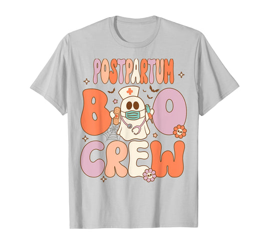 Postpartum Nurse Boo Crew Halloween Mother Baby Nurse T-Shirt