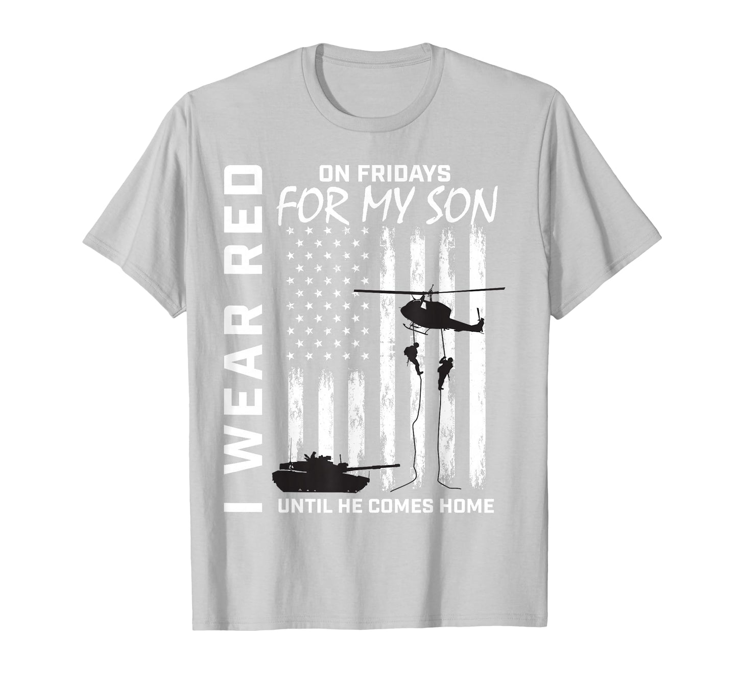 I Wear Red Friday Son Military Support Our Troops USA Flag Women Men T-Shirt