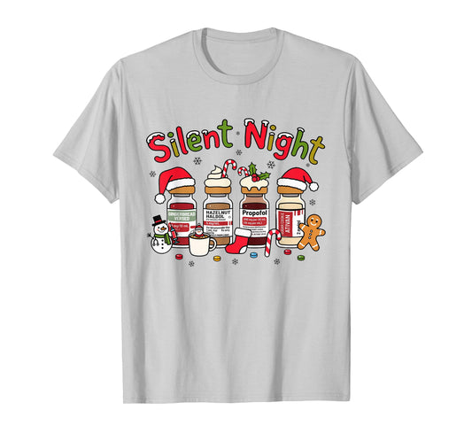 Silent Night ICU Nurse Christmas Propofol Medical Nursing T-Shirt