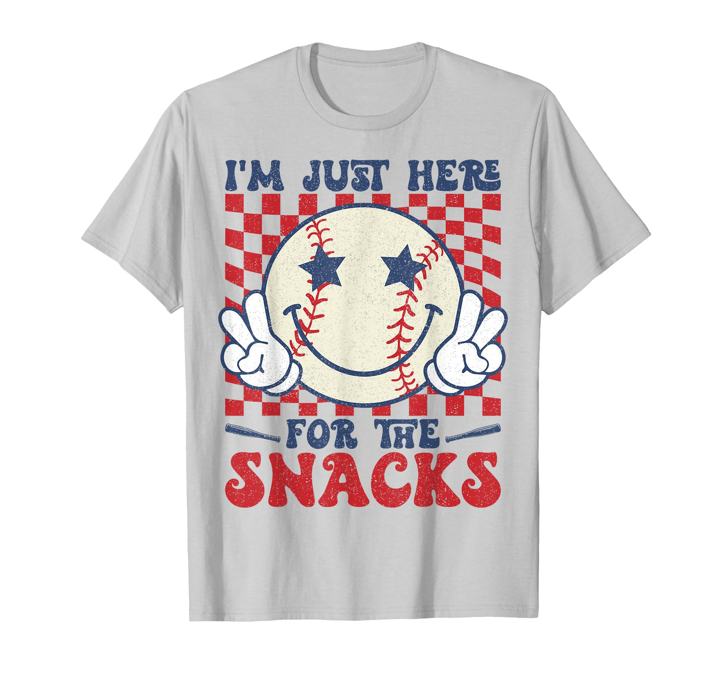 Retro I'm Just Here for the Snacks Baseball Boys Game Day T-Shirt