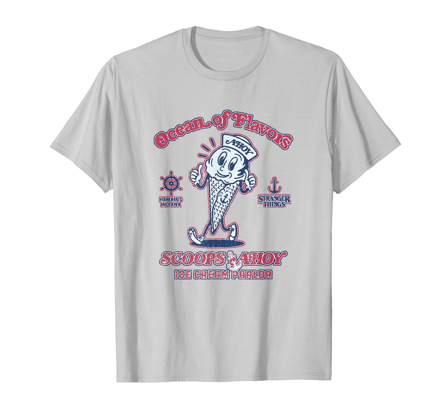 Stranger Things Ocean Of Flavors Scoop Ahoy Big Retro Poster T-Shirt