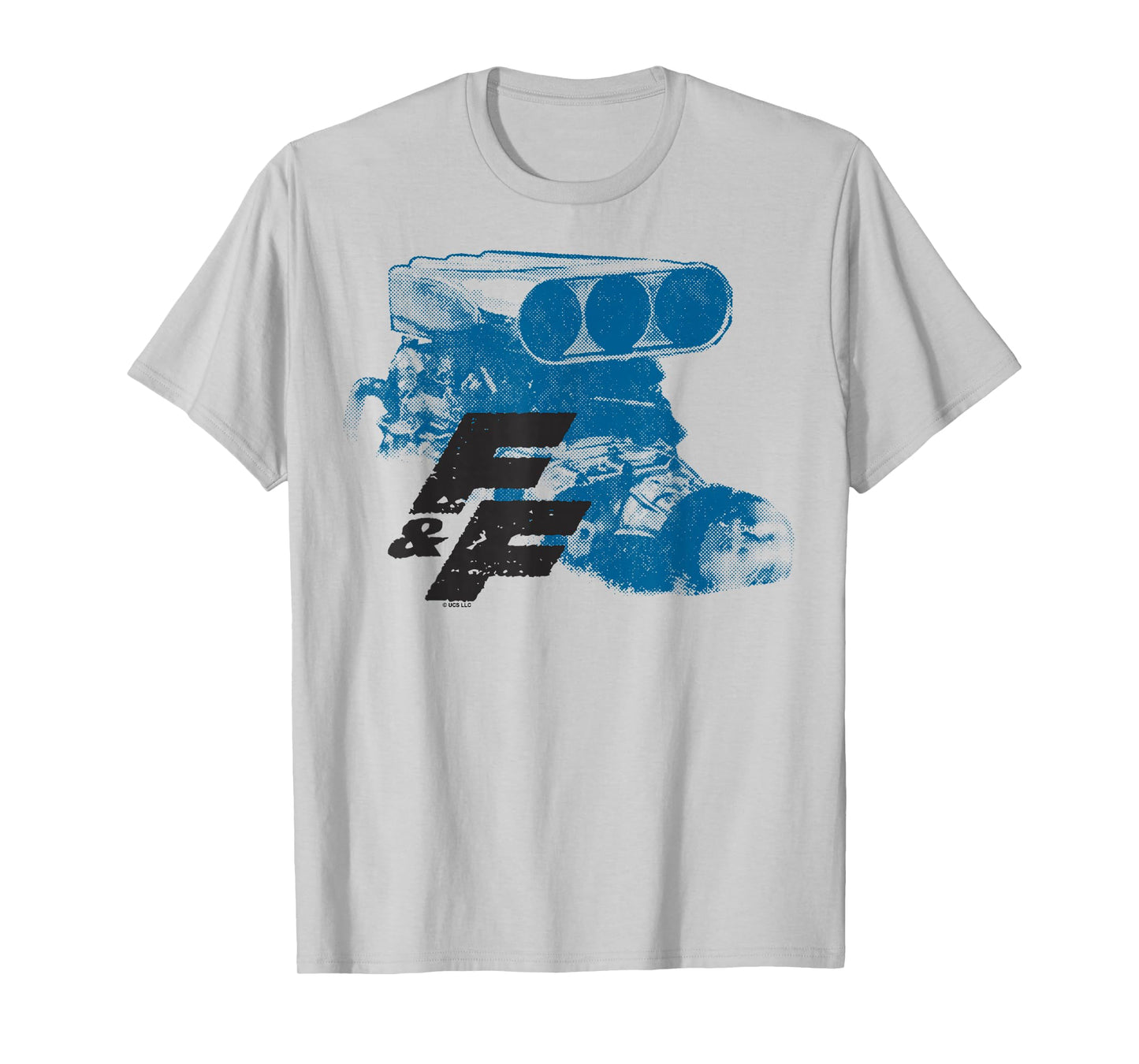 Fast & Furious Blue Hue Engine Block Distressed Logo T-Shirt