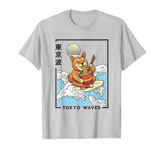 Shiba Inu Ramen Japanese Wave Anime Kids Kawaii Aesthetic T-Shirt