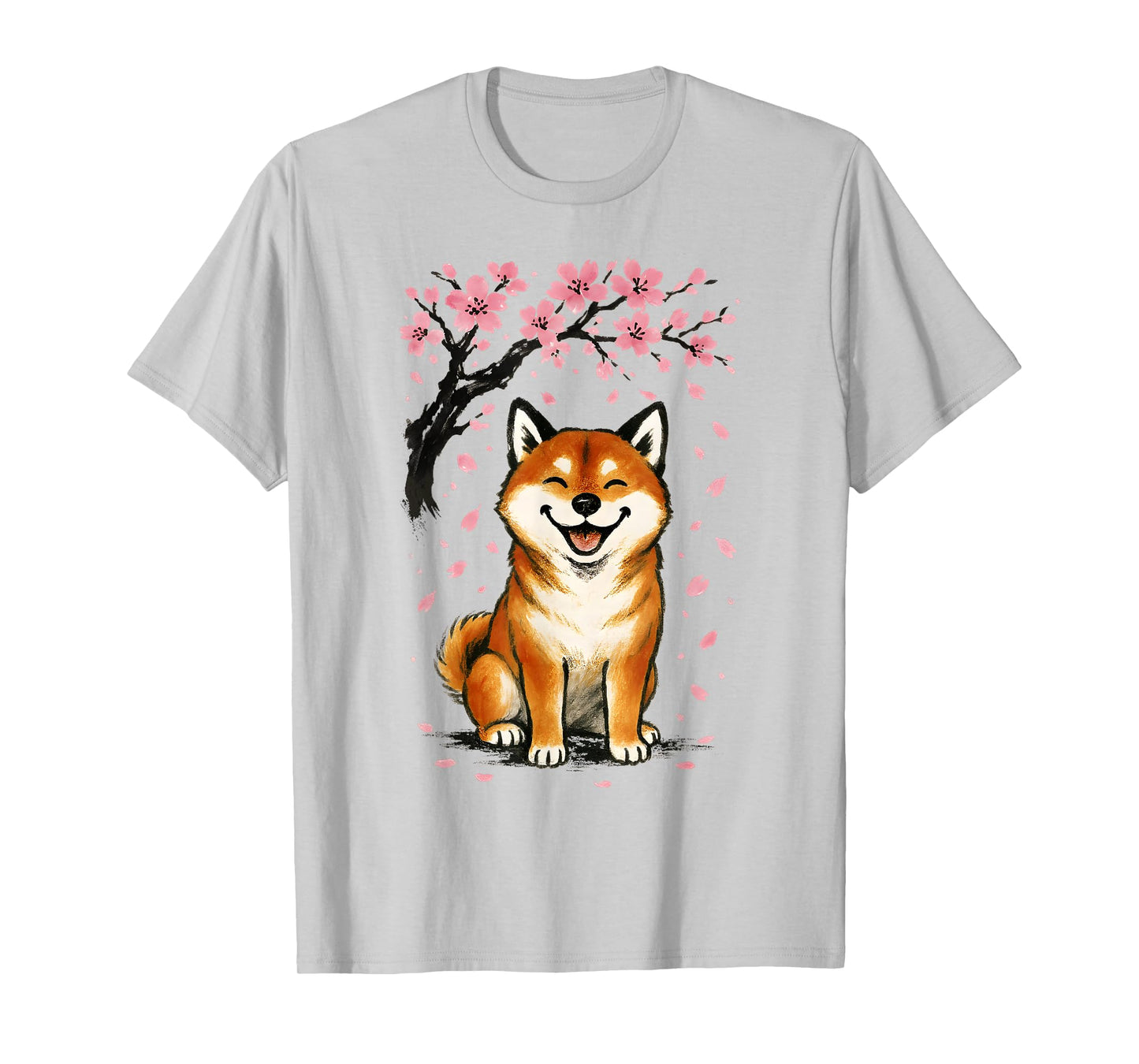 Shiba Inu Dog Japanese Cherry Blossom Sakura Tree Graphic T-Shirt