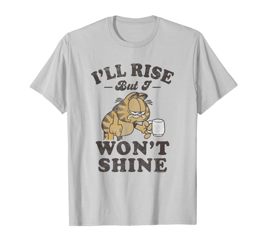 Garfield I'll Rise But I Won't Shine Grumpy Shot Distressed T-Shirt
