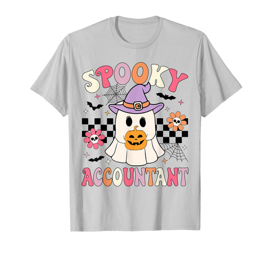 Groovy Spooky Accountant Ghost CPA Halloween Accountant T-Shirt
