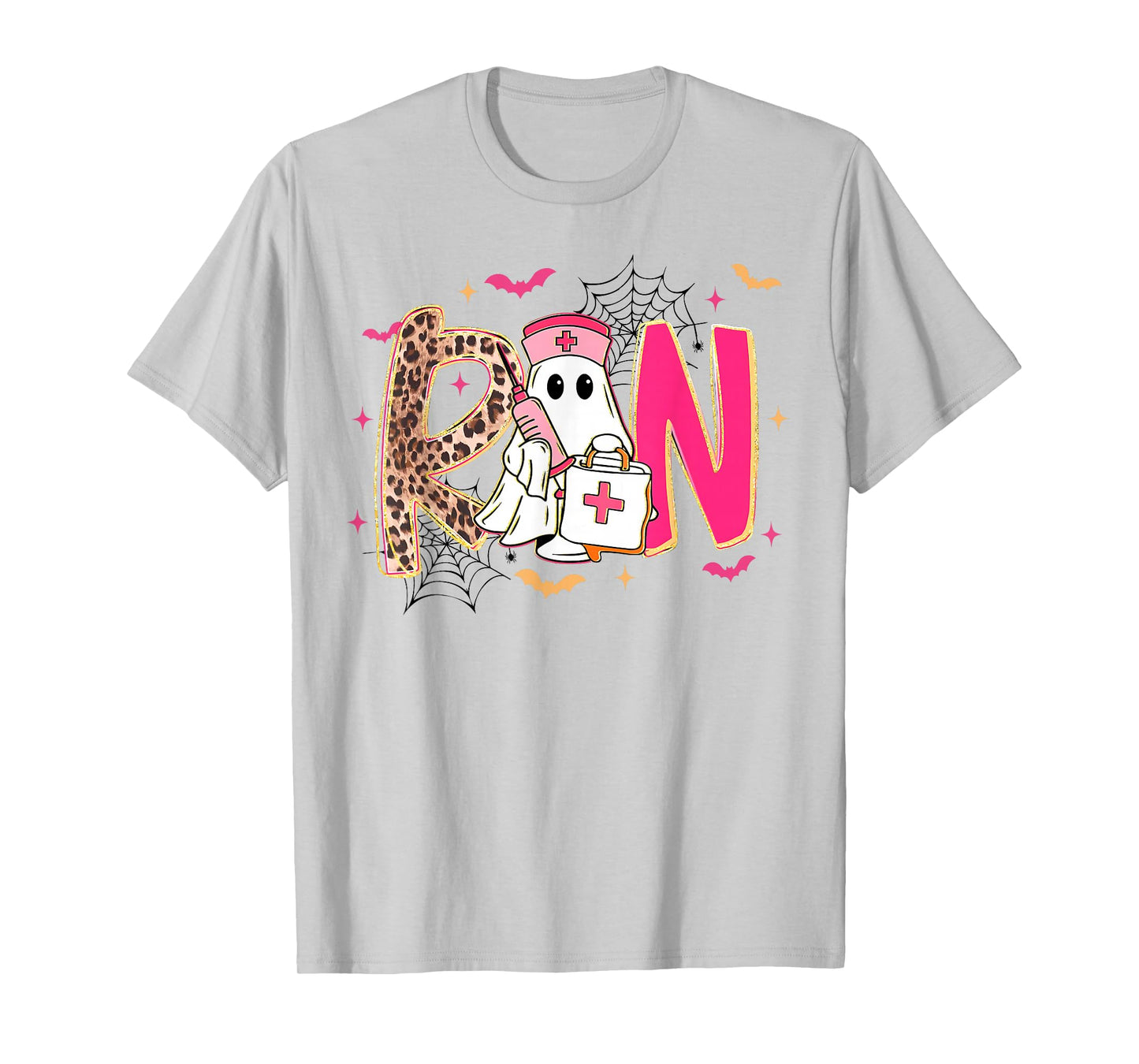 Leopard Spooky RN Nurse Halloween Fall Ghost Boo Nursing T-Shirt