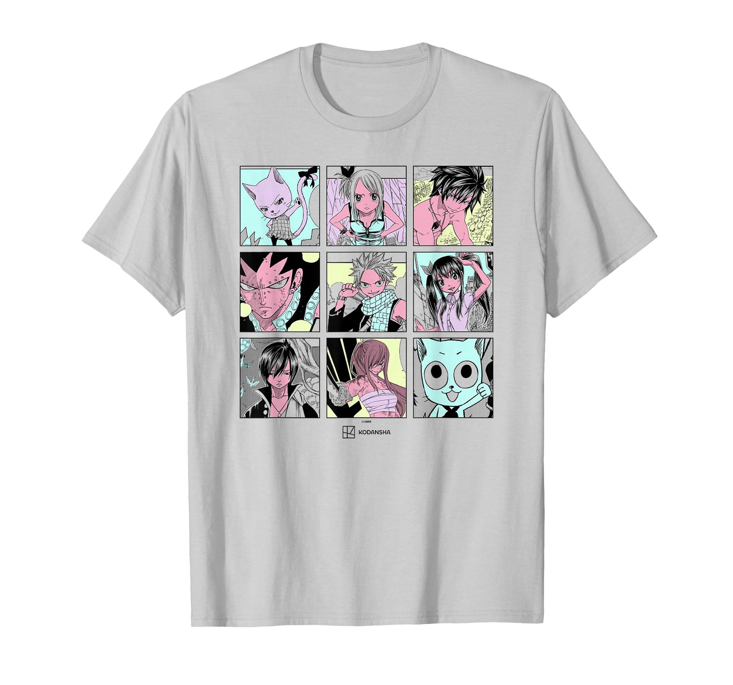 Fairy Tail Main Characters Box Up Retro Manga Panels T-Shirt
