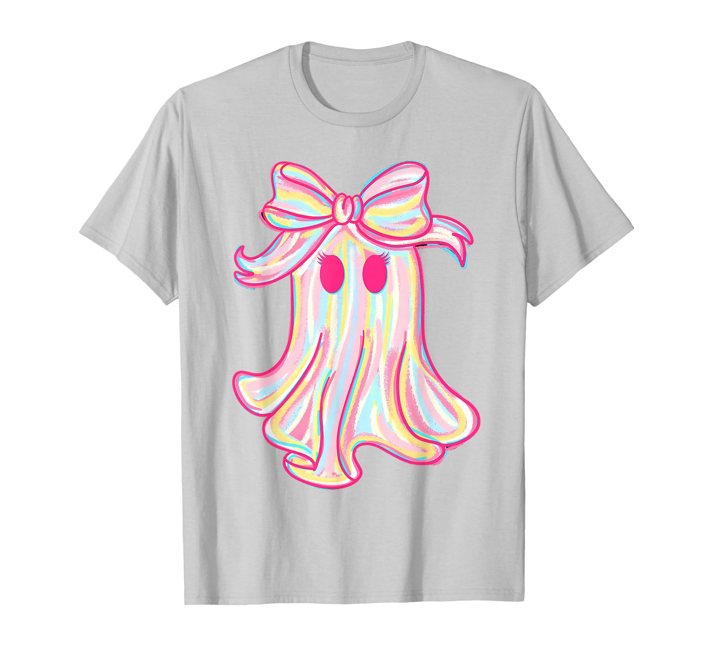 Preppy Pink Boo Ghost Coquette Bow Halloween Spooky Season T-Shirt