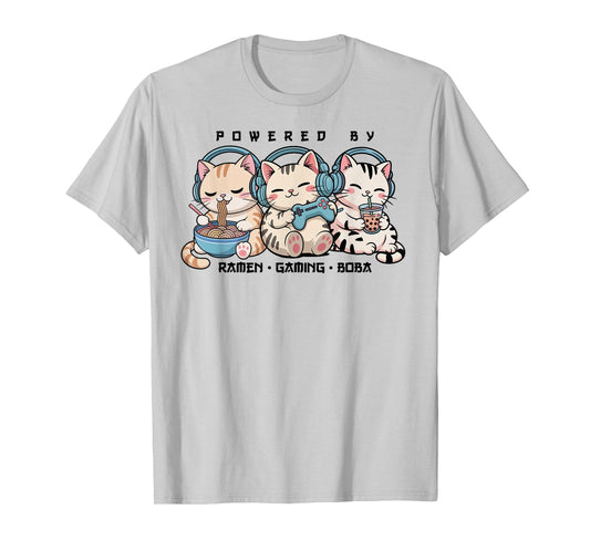 Gaming Cats Powered by Gaming & Rame Gamer Kawaii Cats T-Shirt
