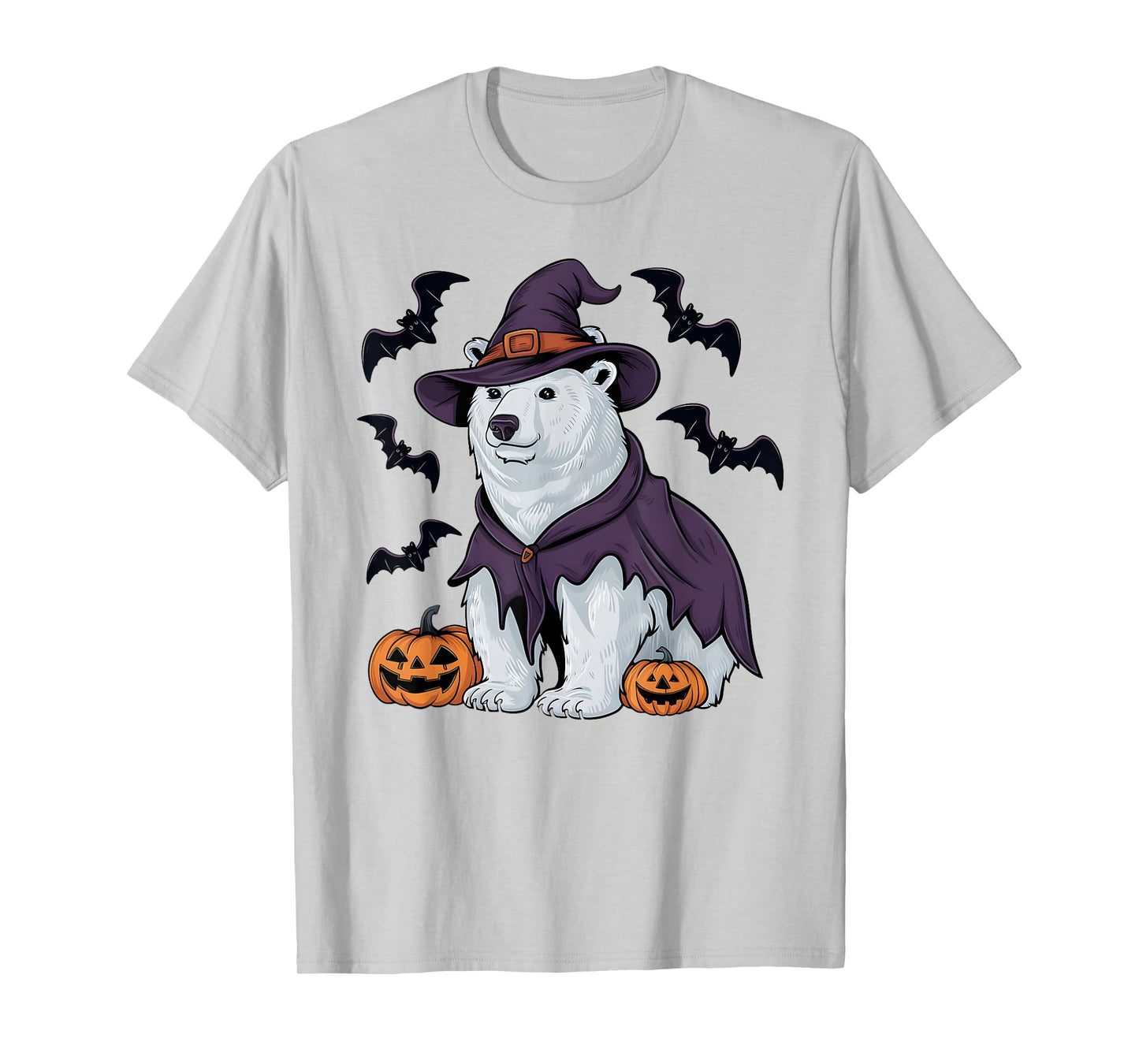 Polar Bear Halloween Costume Scary Pumpkin Bat Witch T-Shirt