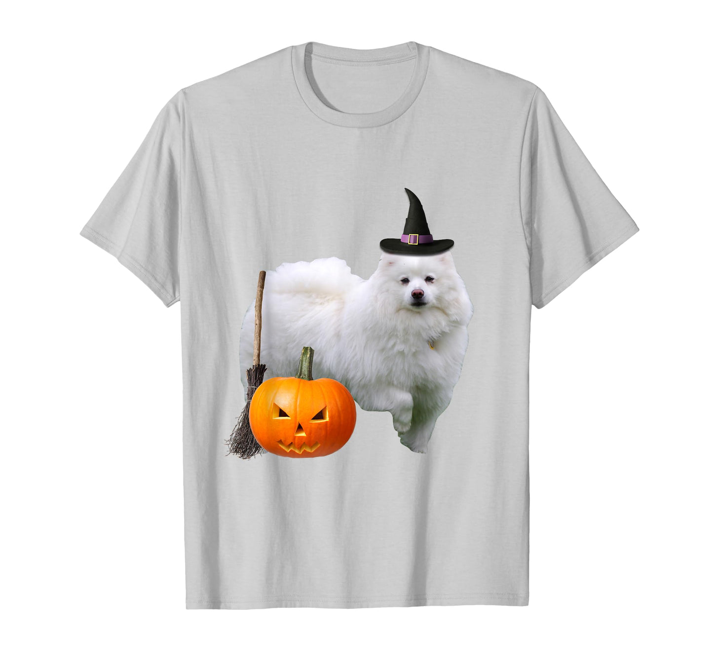 American Eskimo Witch Hat Halloween Dog T-Shirt for Men Women Kids
