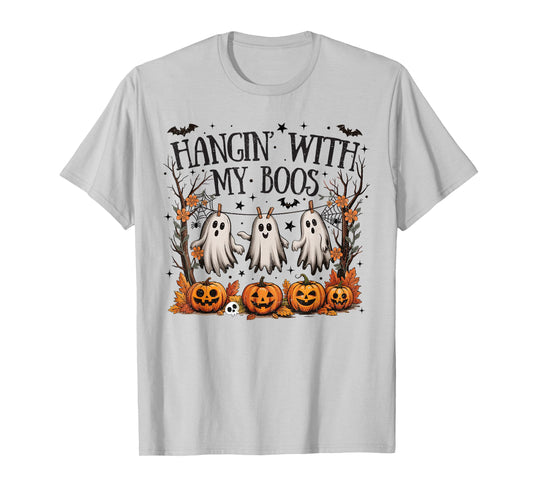 Retro Hanging With My Boos Spooky Halloween Ghost Women Kids T-Shirt