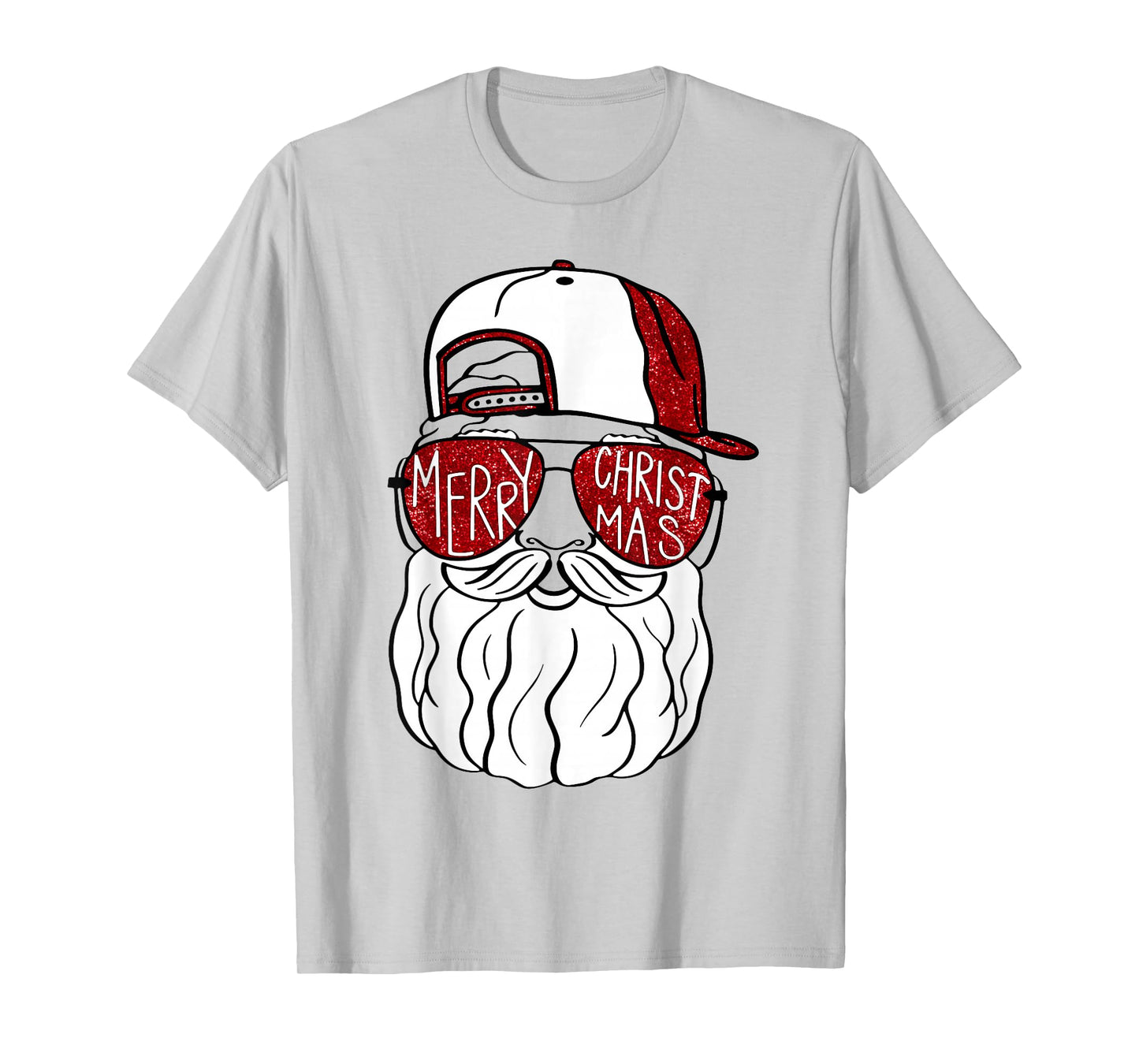 Santa Face Christmas Sunglasses Tee Xmas Family Matching T-Shirt