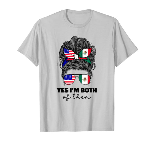 Half Mexican and American Mexico America USA Flag Girl Women T-Shirt