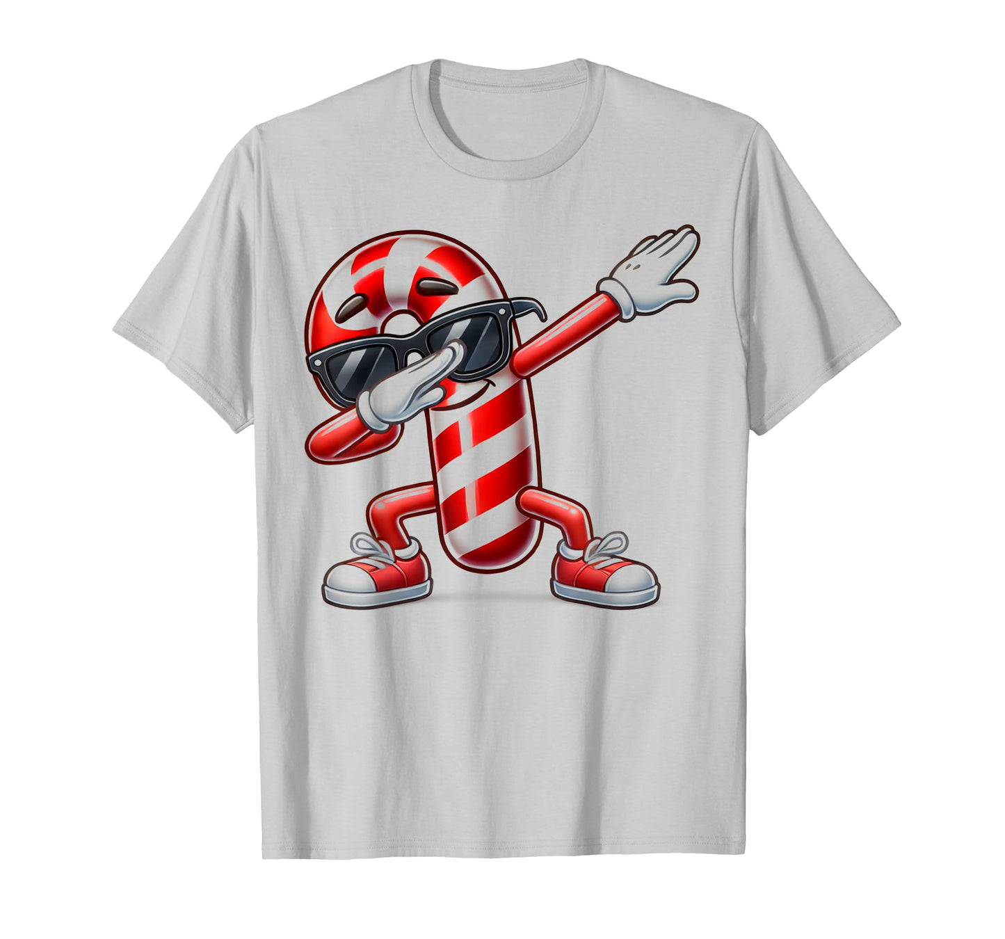 Dabbing Candy Cane Funny Christmas Graphic Tee T-Shirt