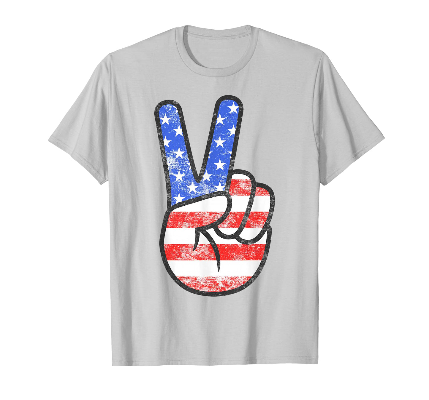 American Flag Peace Sign Hand Shirt USA 4th Fourth of July T-Shirt
