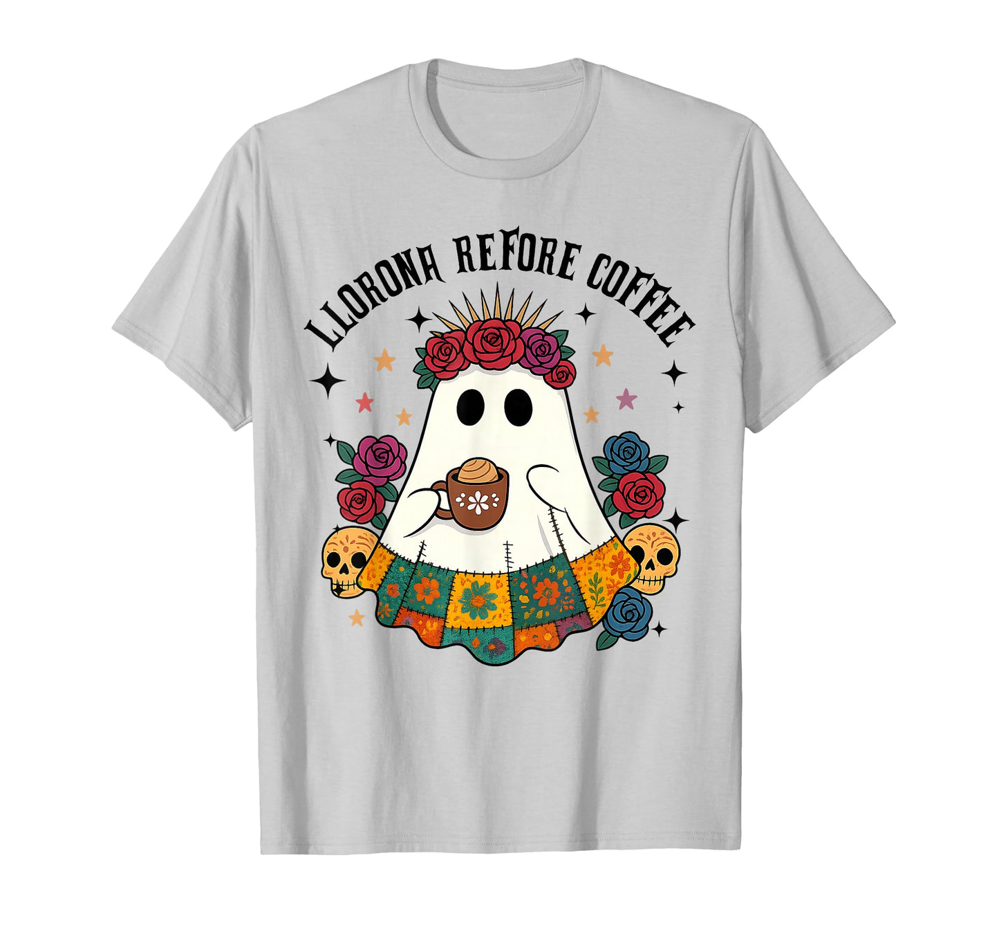 Cute Mexican Ghost Llorona Before Coffee Lover Halloween T-Shirt