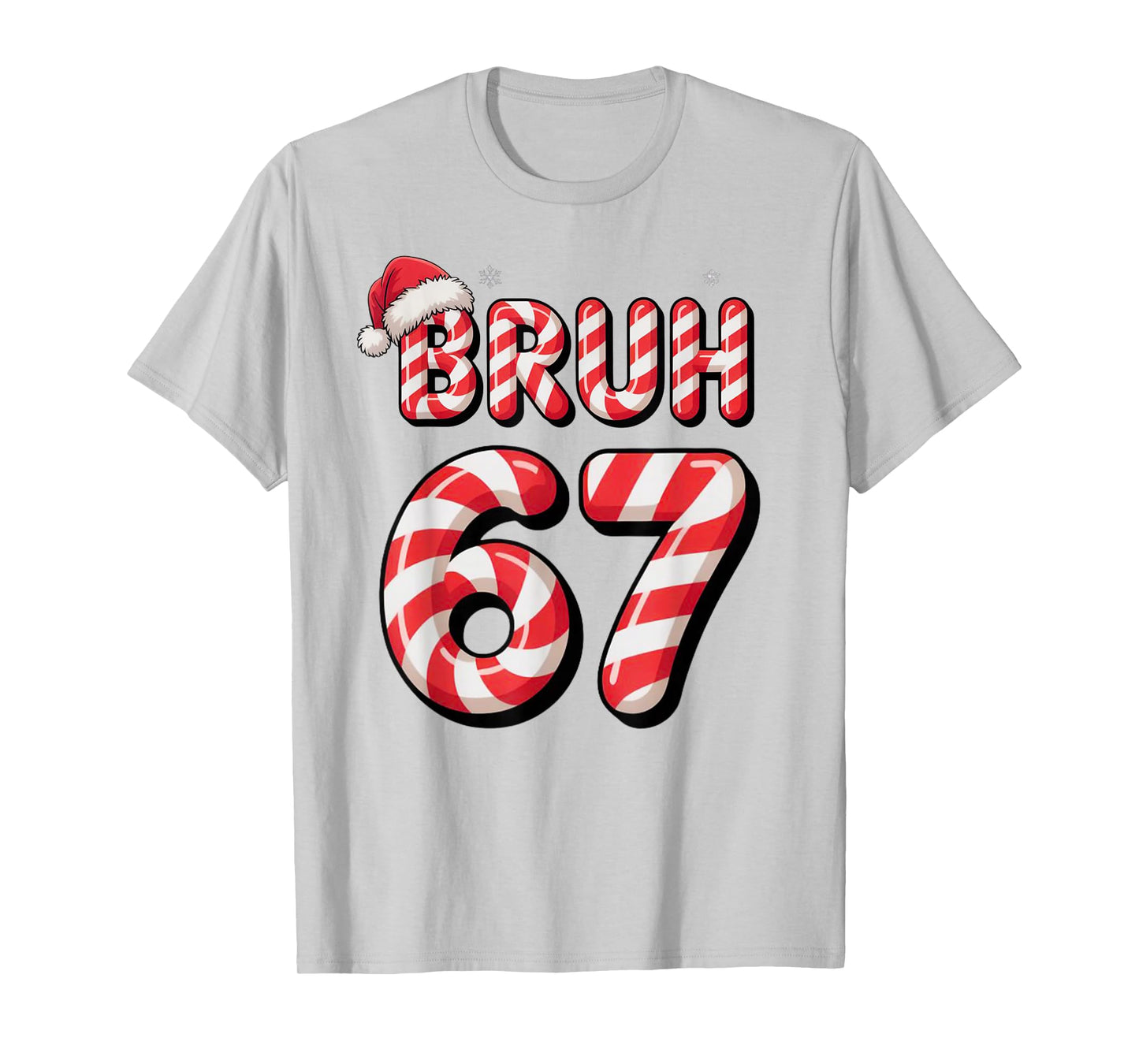 Bruh 67 Christmas Candy Cane for Teen Boys Six Seven Meme T-Shirt