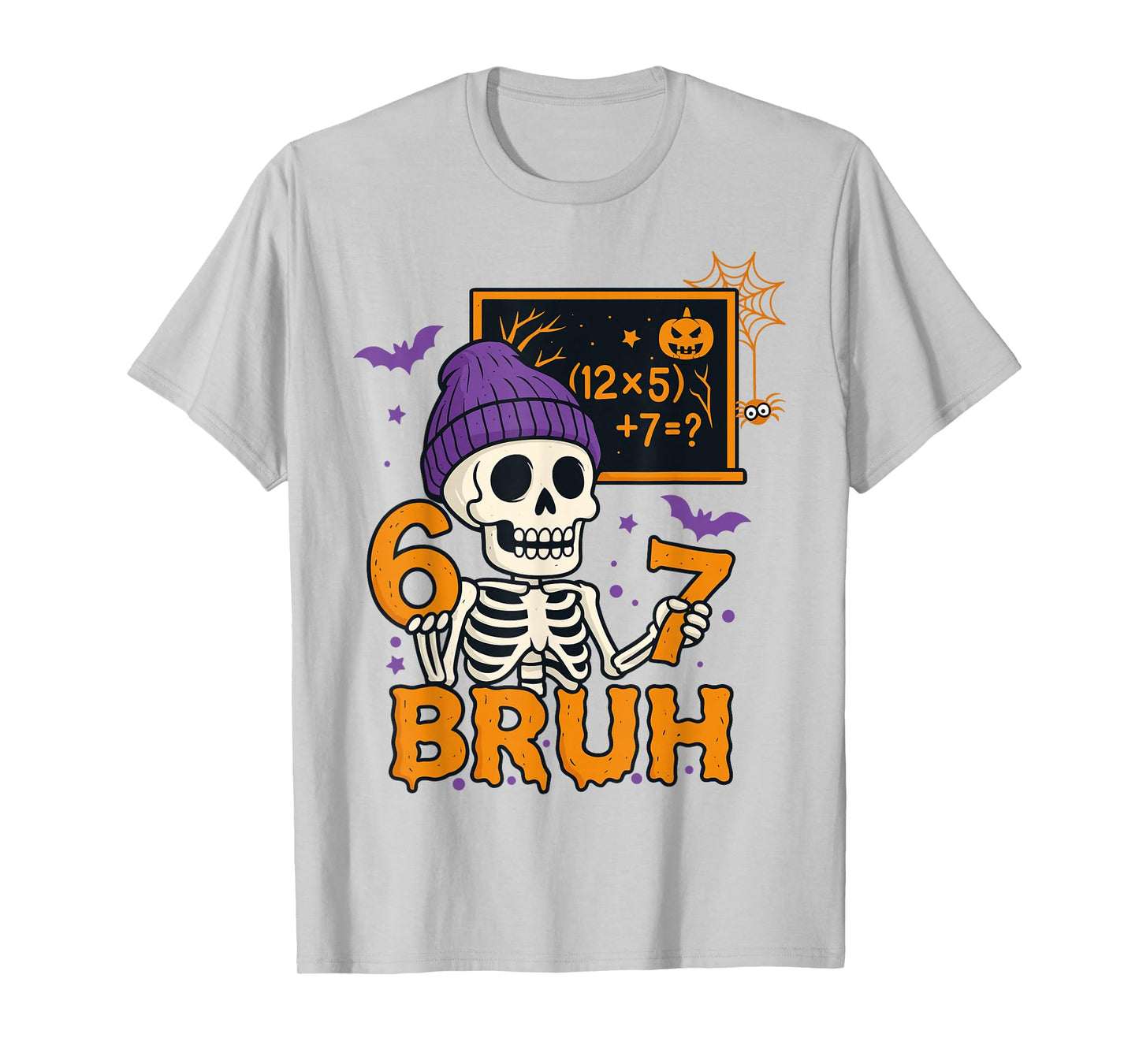 67 Teacher Halloween Skeleton Six Seven Meme Brainrot Math T-Shirt