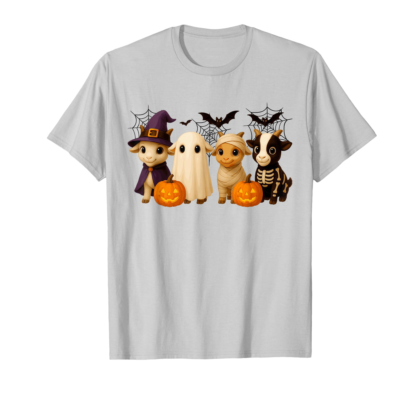 Goats in Witch Skeleton Ghost Costume Happy Halloween Day T-Shirt