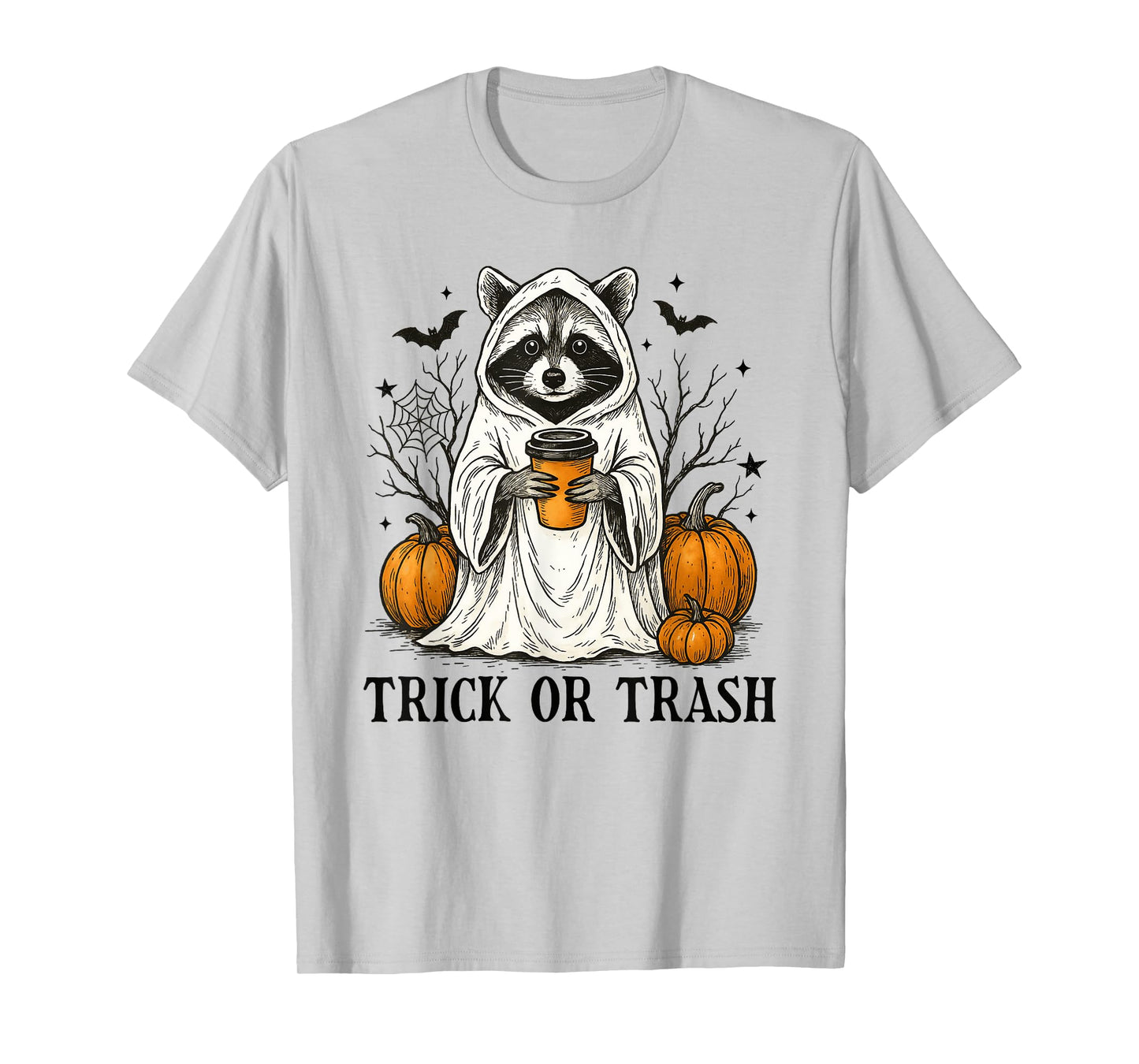 Trick Or Trash Halloween Cute Ghost Raccoon Trick Or Treat T-Shirt
