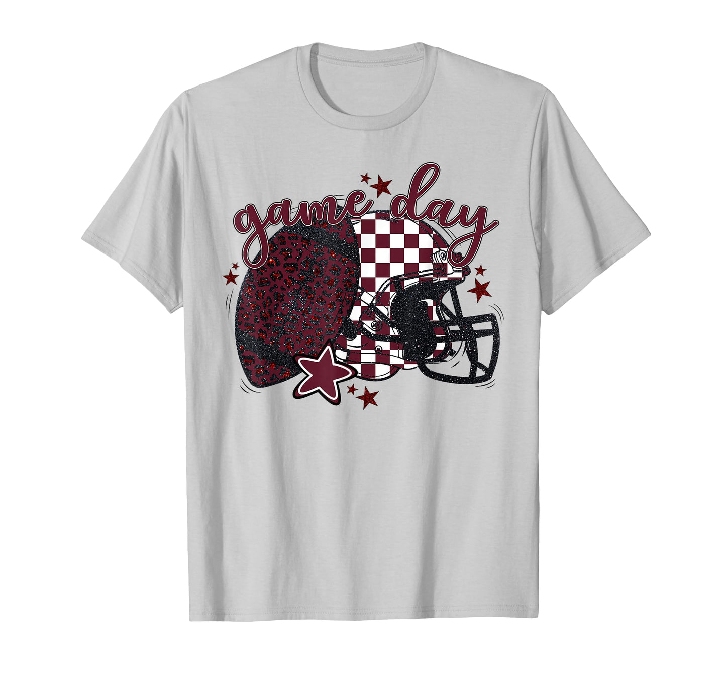 Maroon Leopard Game Day Football Touchdown Season Men Boys T-Shirt