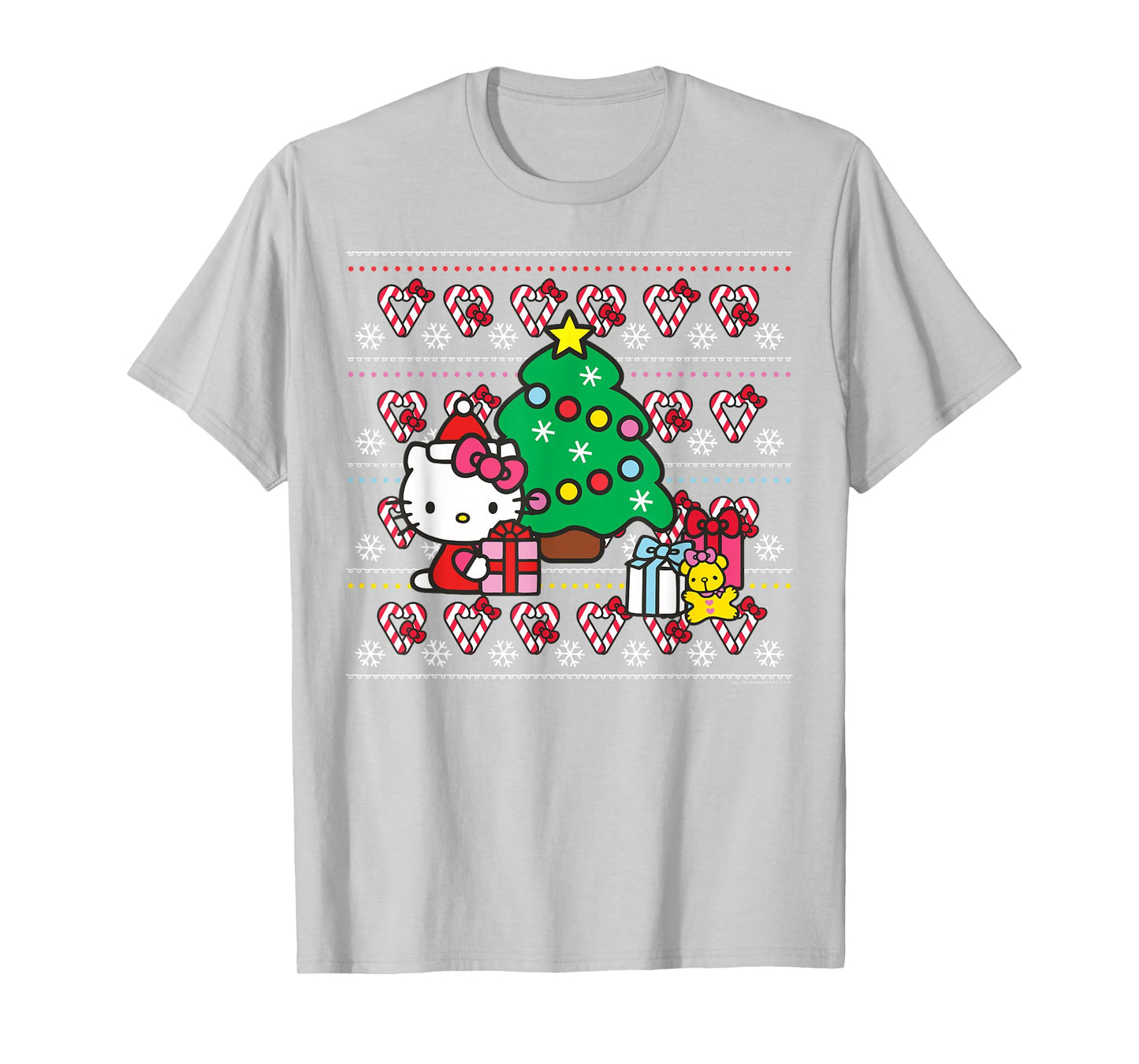 Hello Kitty Candy Cane Christmas Sweater Tee Shirt T-Shirt