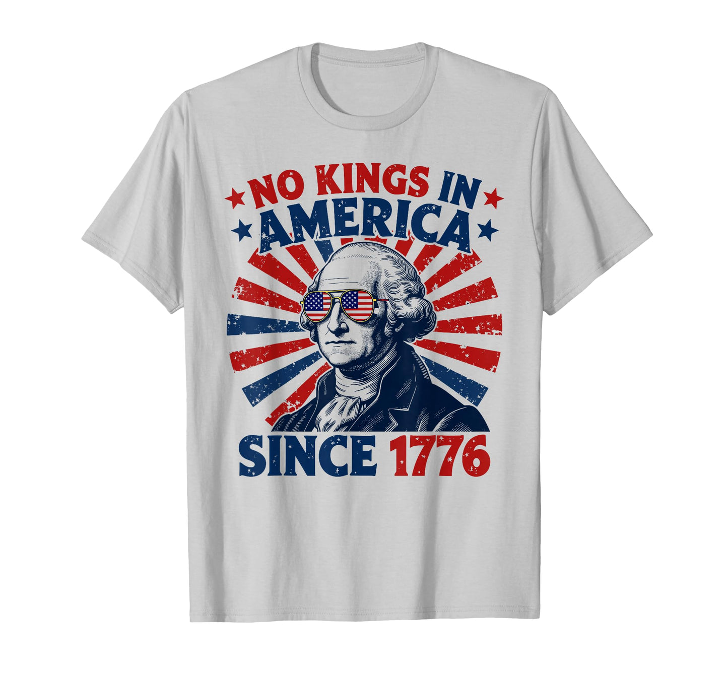 No Kings in America Since 1776 Distressed Flag USA Vintage T-Shirt
