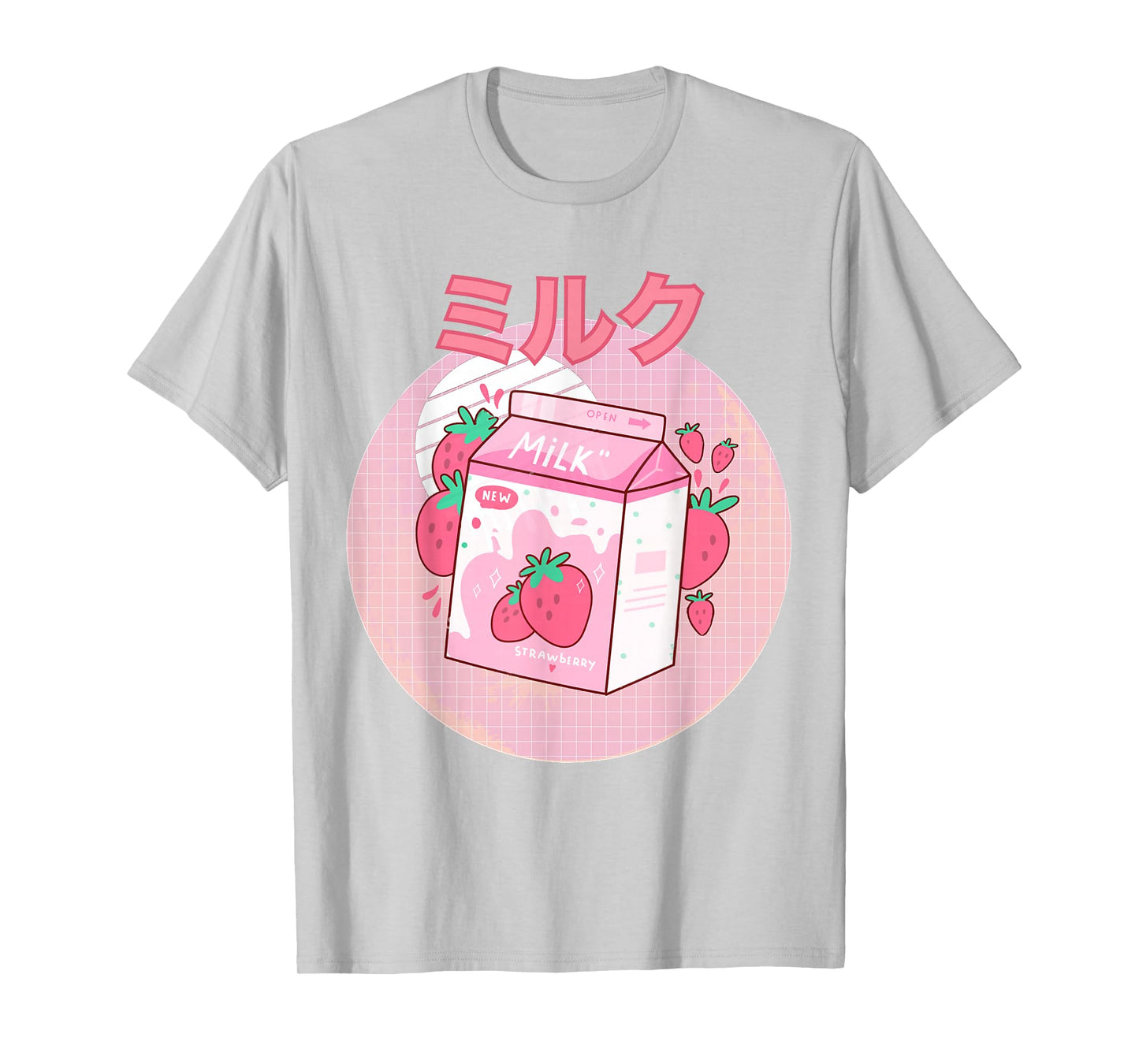 Strawberry Milkshake Carton Pink Funny Japanese Retro 90s T-Shirt