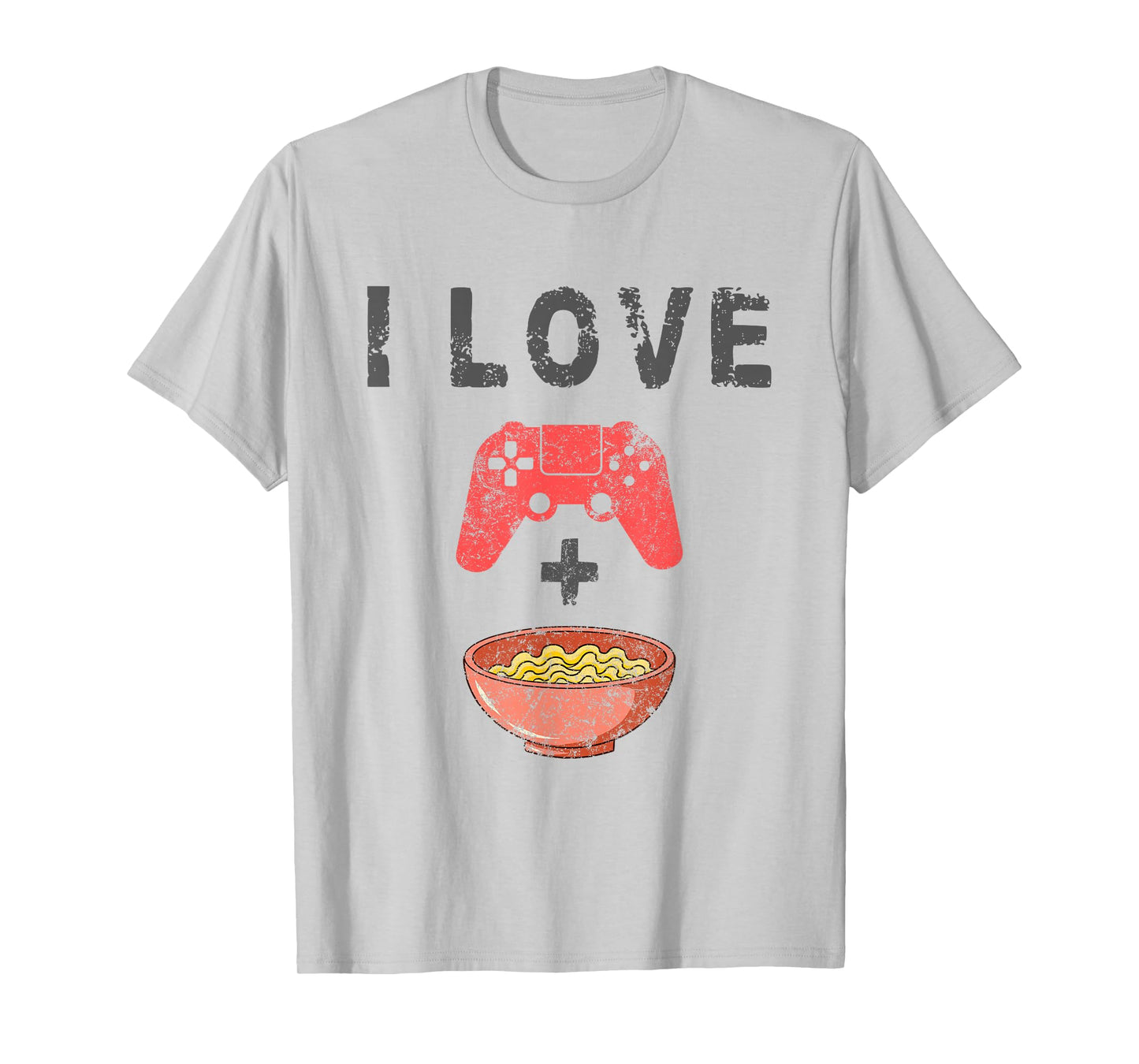 I Love Ramen and Gaming Funny Retro Noodles Gamer T-Shirt Small