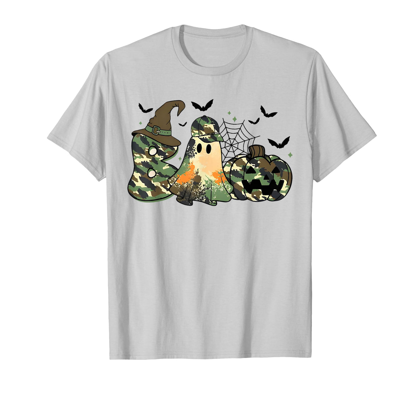 Retro Camo Boo Ghost Coquette Camouflage Ghost Halloween T-Shirt