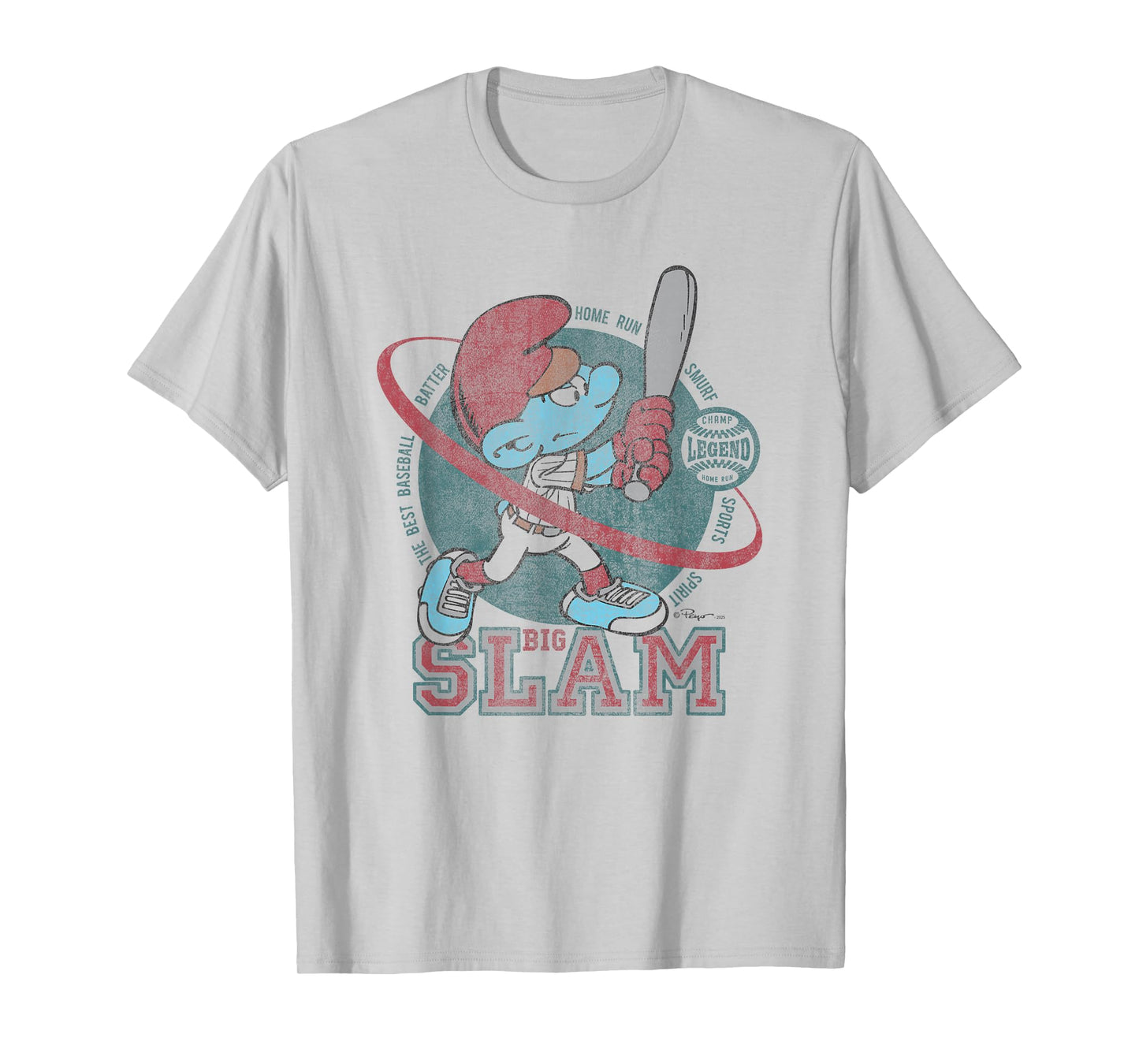 The Smurfs Big Slam Baseball Retro 90's Cartoon T-Shirt