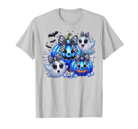 Vintage Dallas Ghost Cute Ghost Halloween Blue Pumpkin T-Shirt