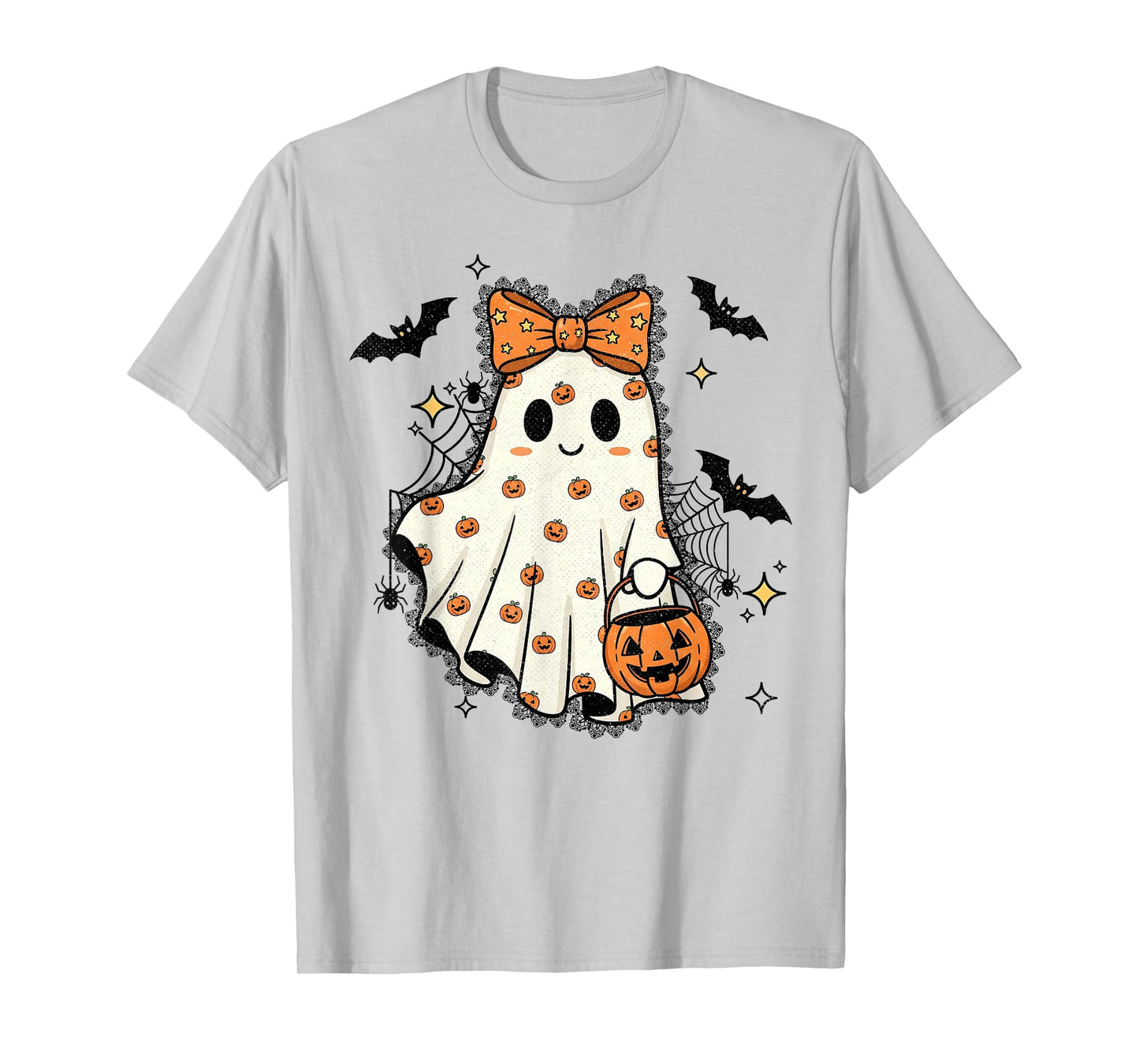 Lace Ghost Coquette Bow Pumpkin Spooky Season T-Shirt