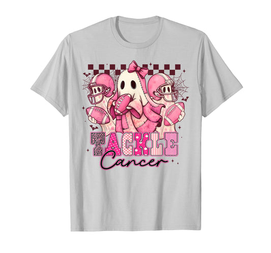Pink Out Tackle Breast Cancer Awareness Football Ghost T-Shirt