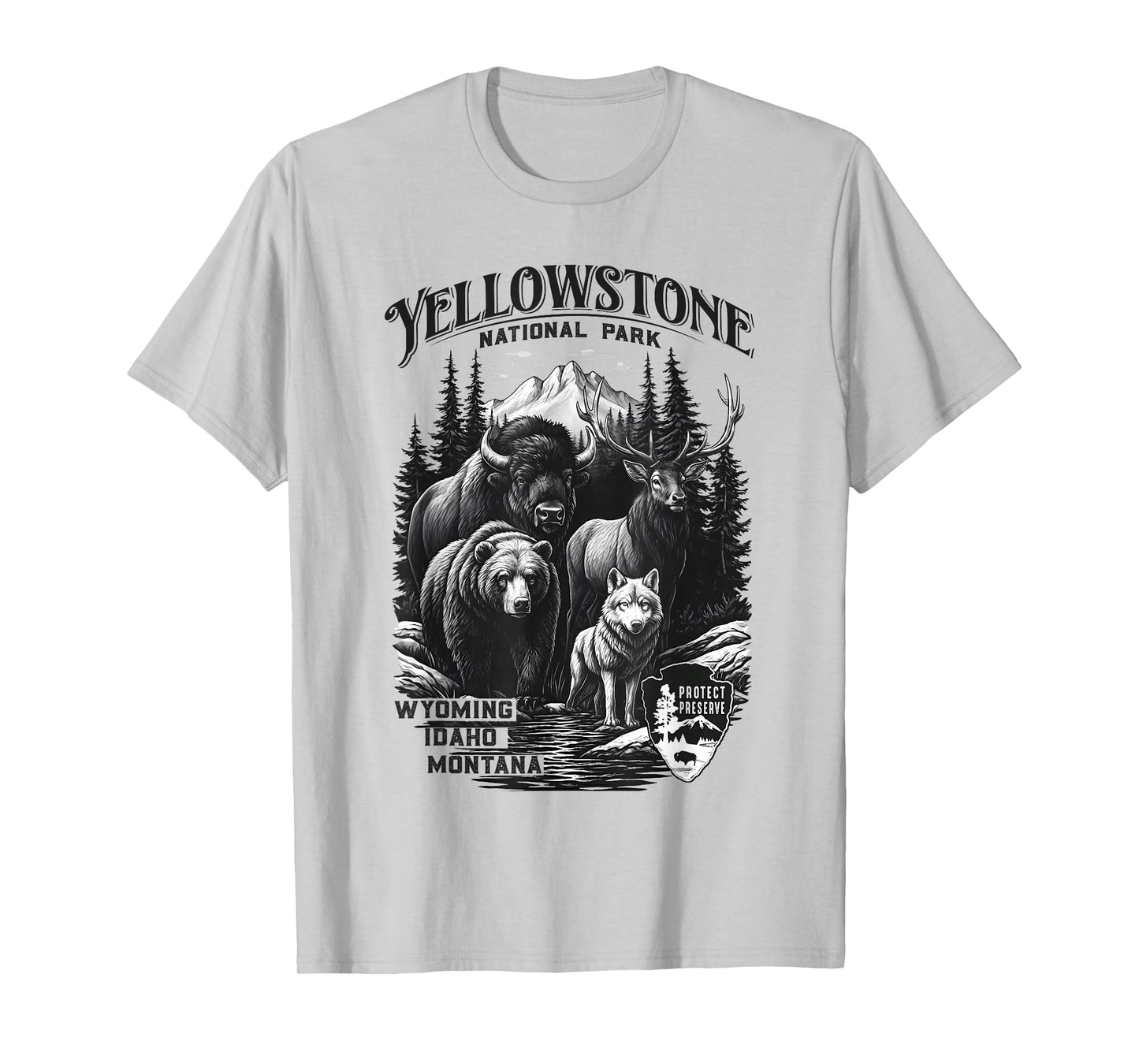 Wyoming Idaho Montana Classic Yellowstone National Park T-Shirt