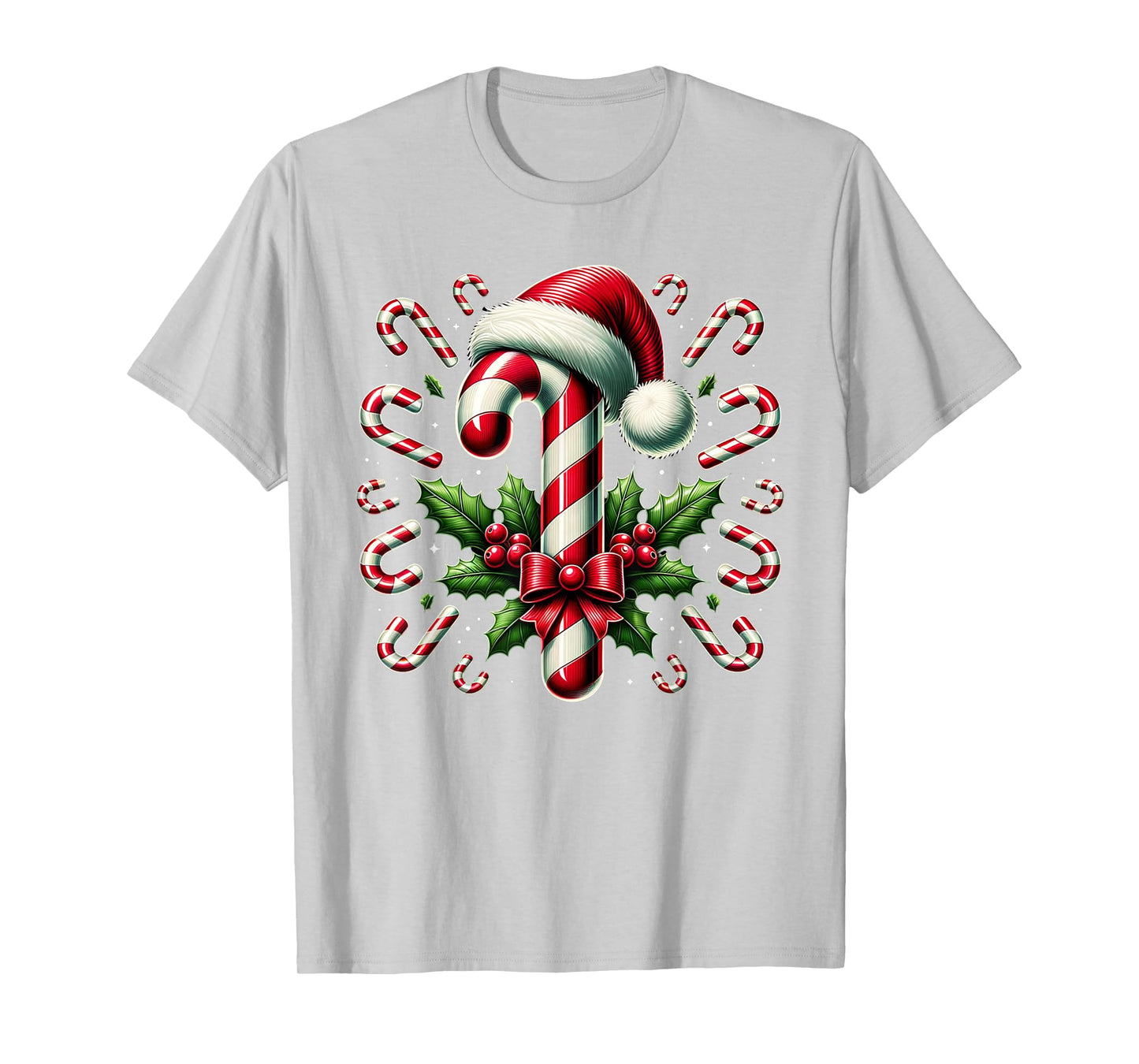Christmas Candy Cane Crew Lights Red and White Candy Costume T-Shirt